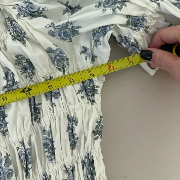 Antonio Melani Blue Floral Smocked Midi Dress NWT Size 12 Cottagecore - Picture 9 of 14